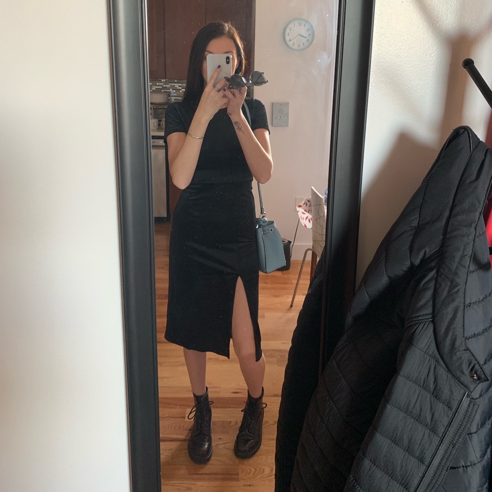 zara velvet dress w/ slit